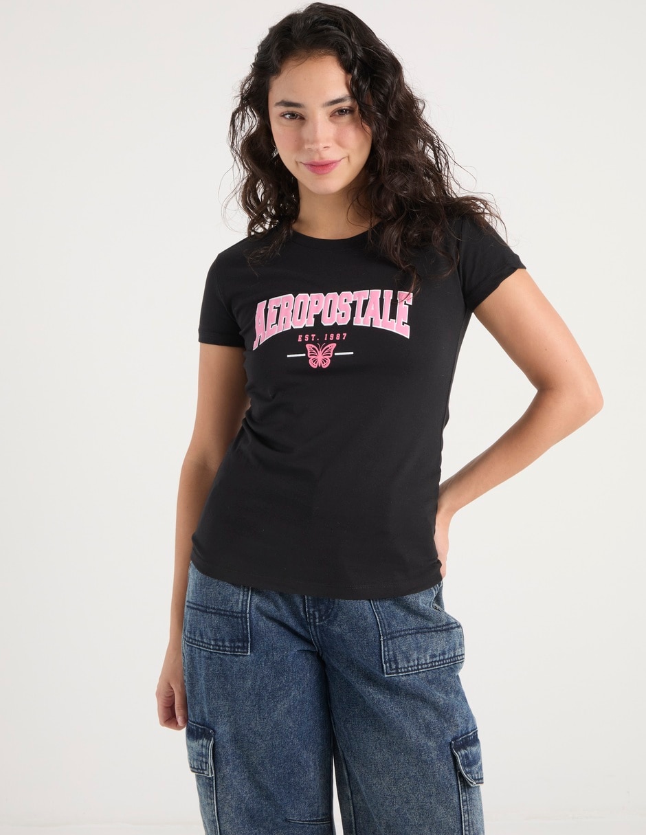 Playera maga corta Aéropostale cuello redondo para mujer Playera maga corta Aéropostale cuello redondo para mujer