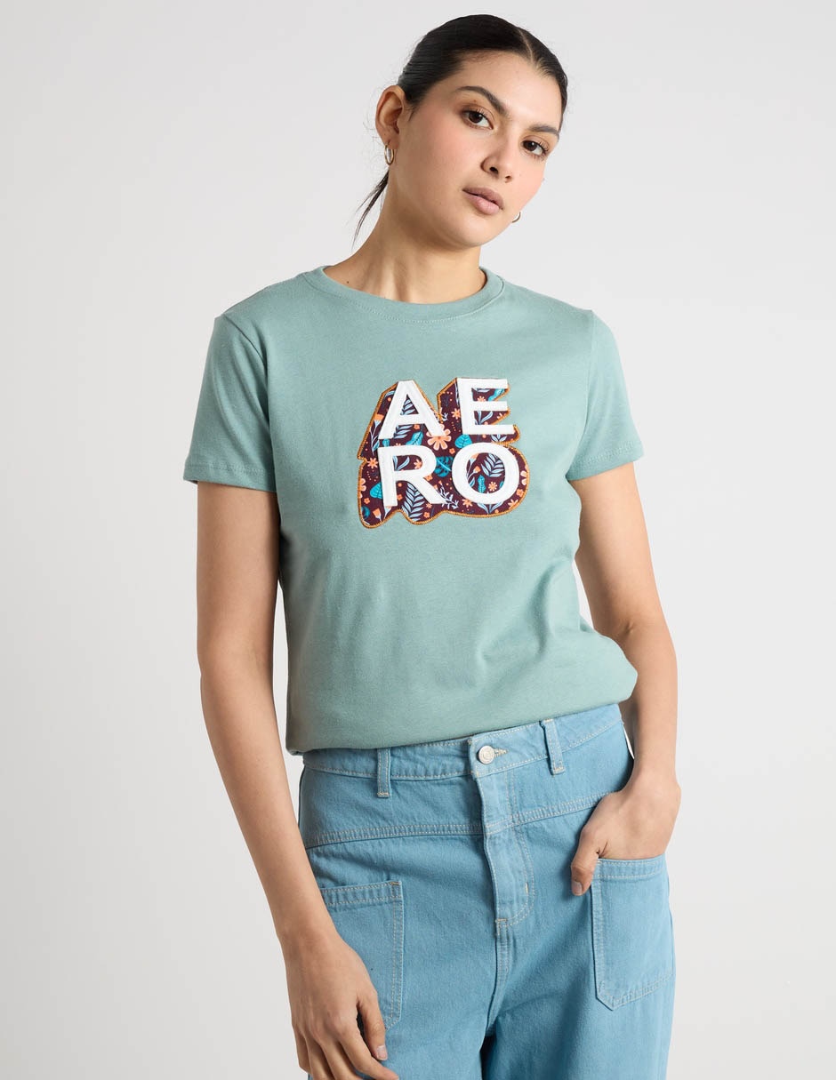 Playera manga corta cuello redondo para mujer 1