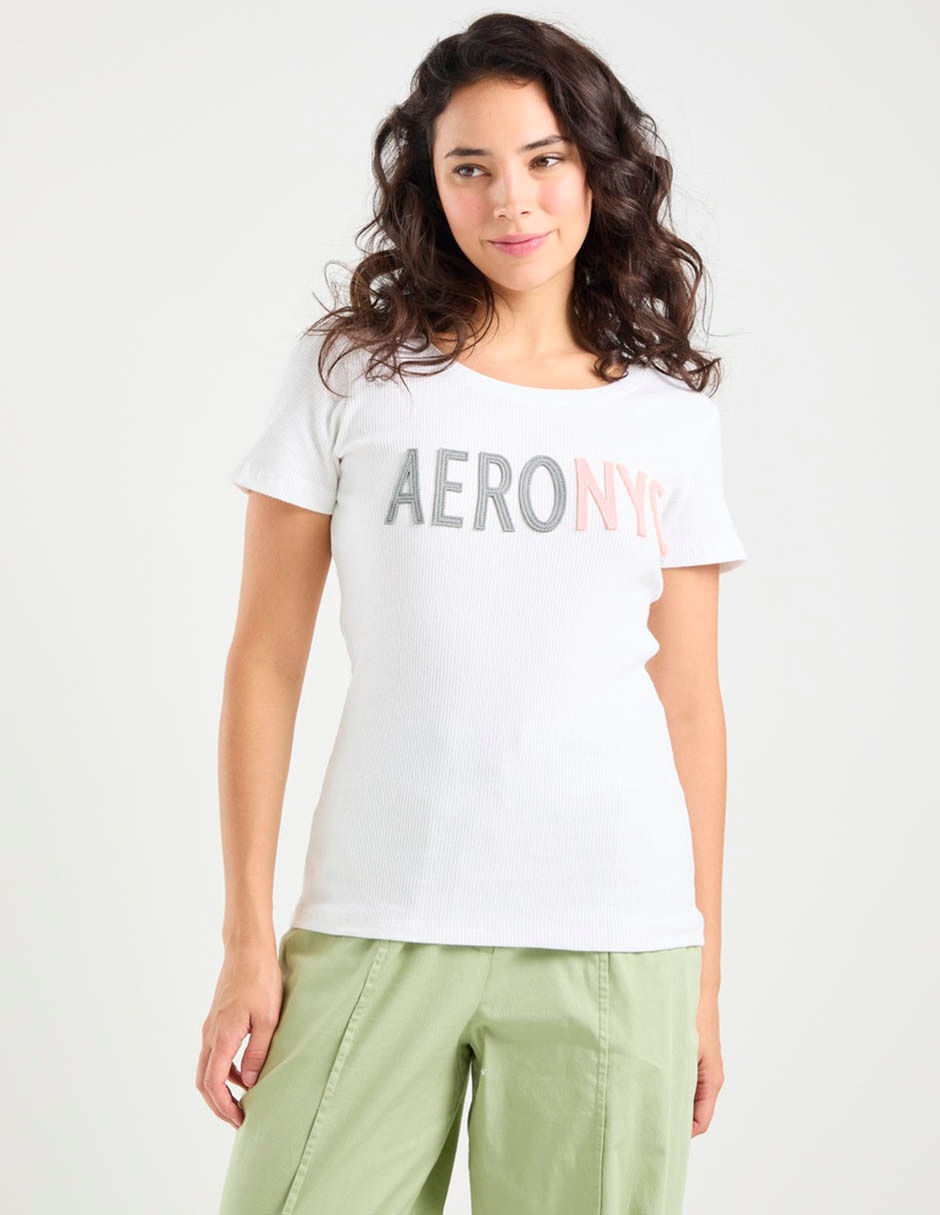 Playera manga corta cuello redondo para mujer