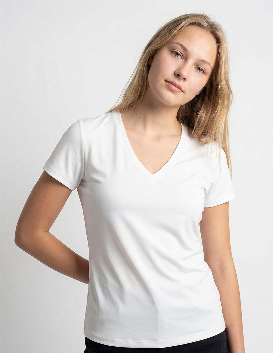 Playera manga corta cuello V para mujer Playera manga corta cuello V para mujer
