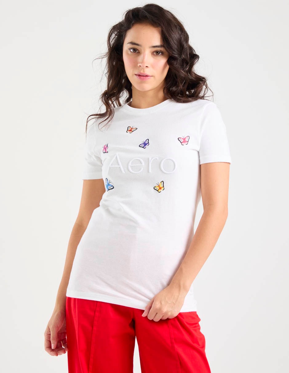 Playera manga corta cuello redondo para mujer