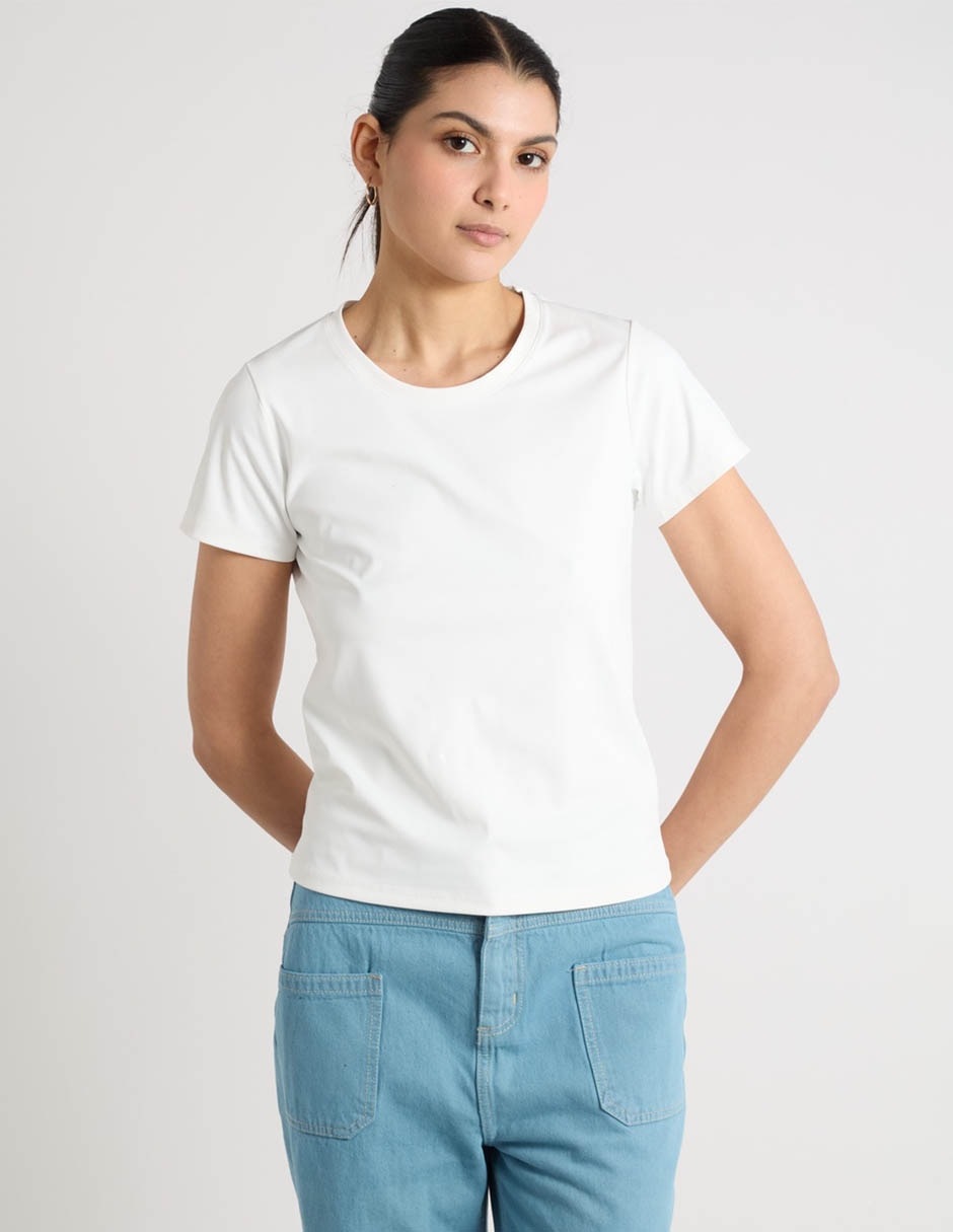 Playera manga corta cuello redondo para mujer 1