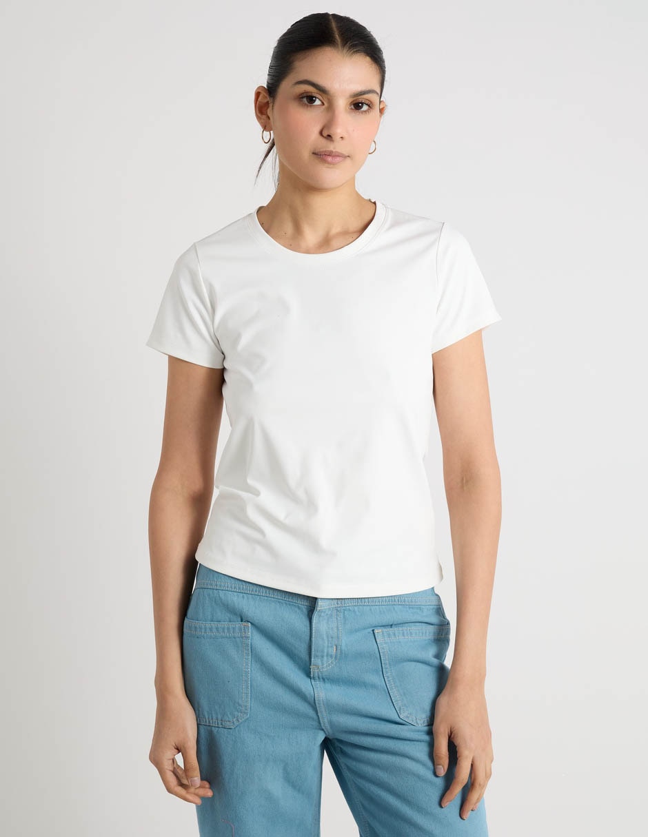 Playera manga corta cuello redondo para mujer 2