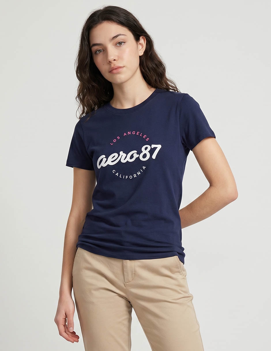 Playera manga corta cuello redondo para mujer