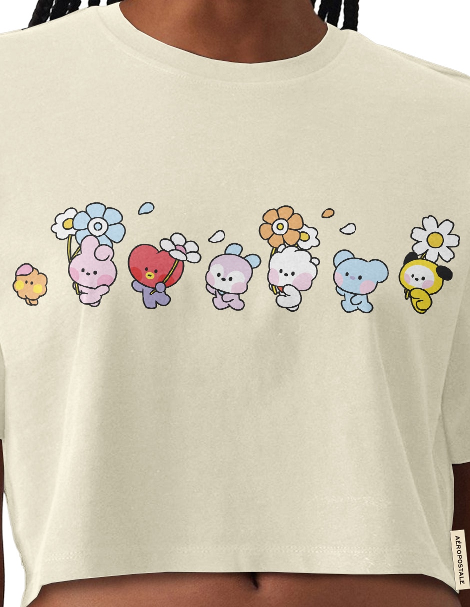Manga corta aéropostale bt21 cuello redondo para mujer