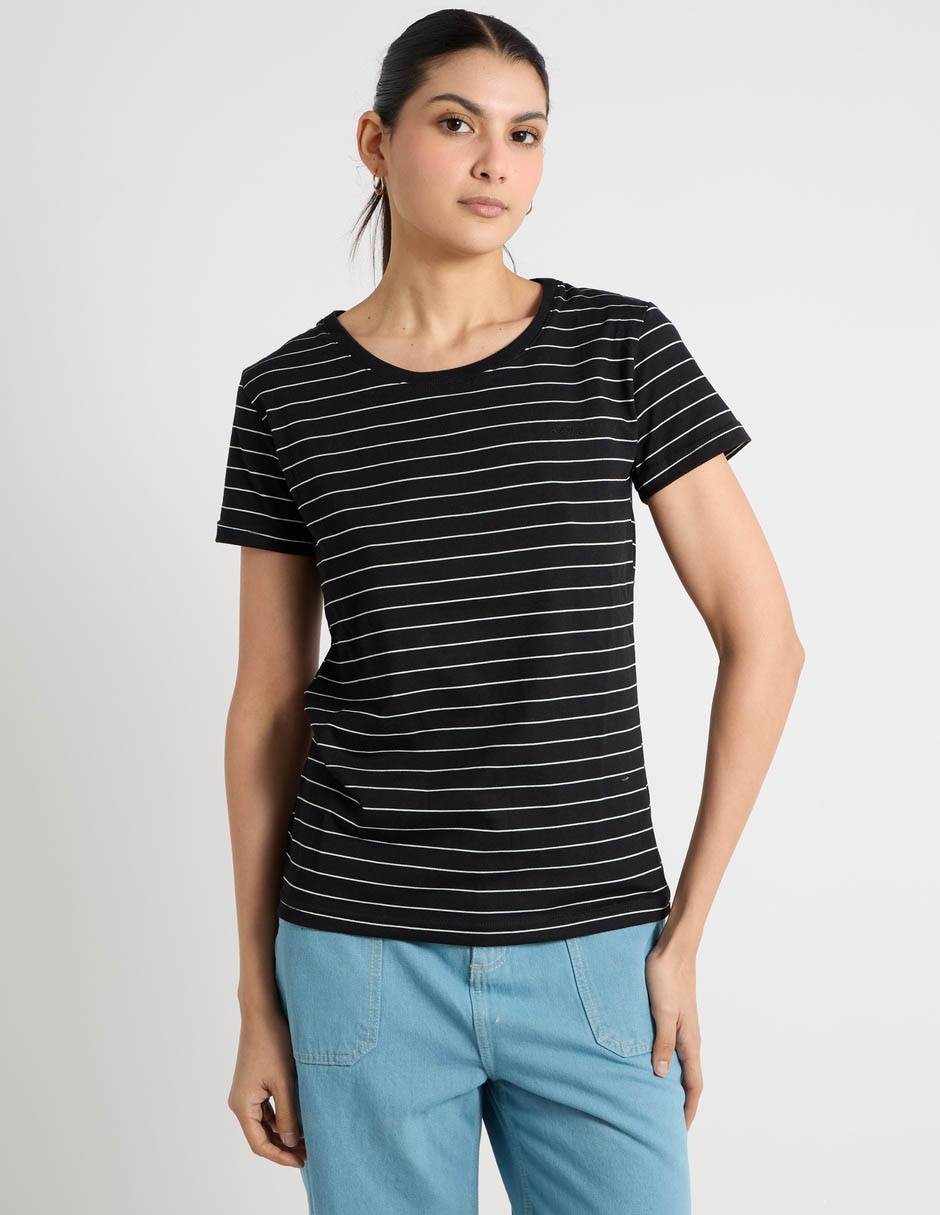 Manga corta playera cuello redondo para mujer 2