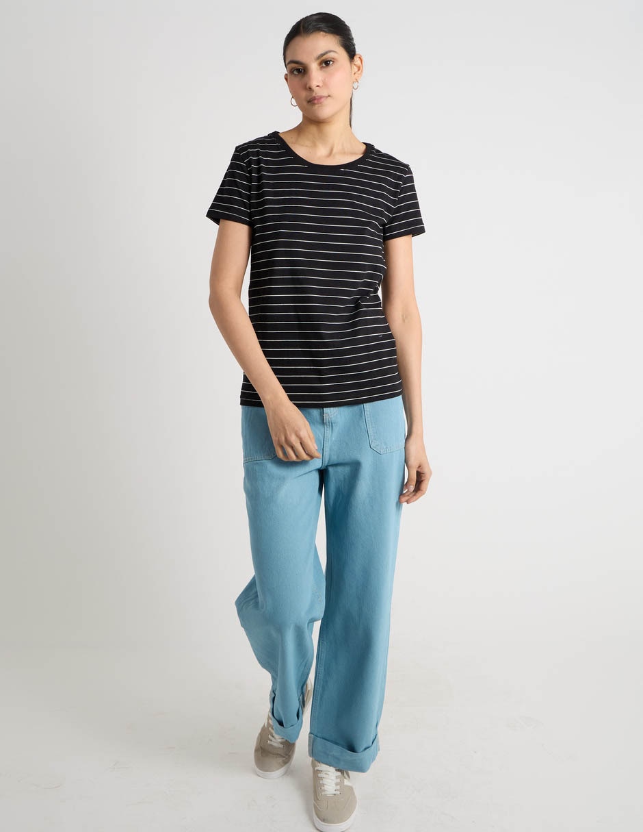 Manga corta playera cuello redondo para mujer 3