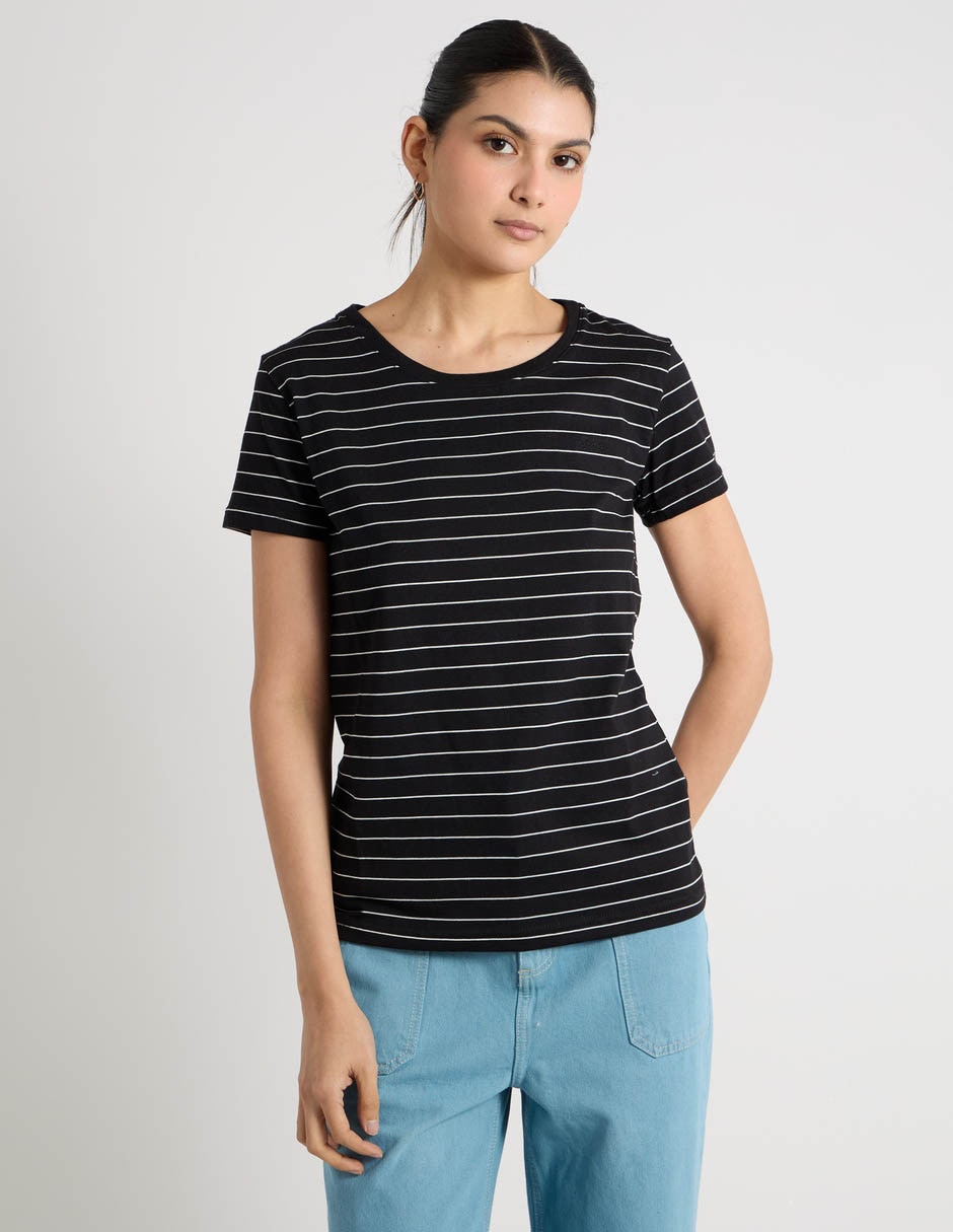 Manga corta playera cuello redondo para mujer