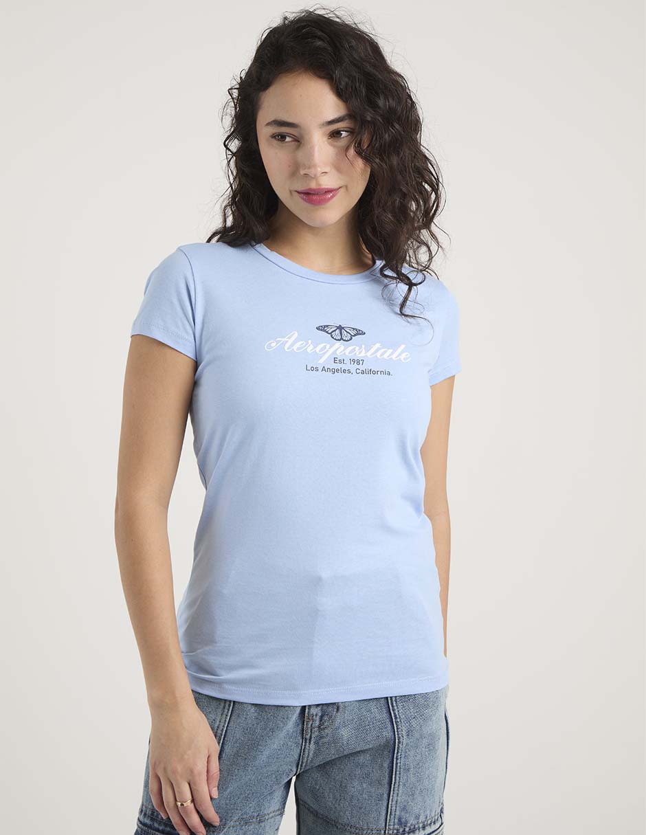 Playera manga corta cuello redondo para mujer Playera manga corta cuello redondo para mujer
