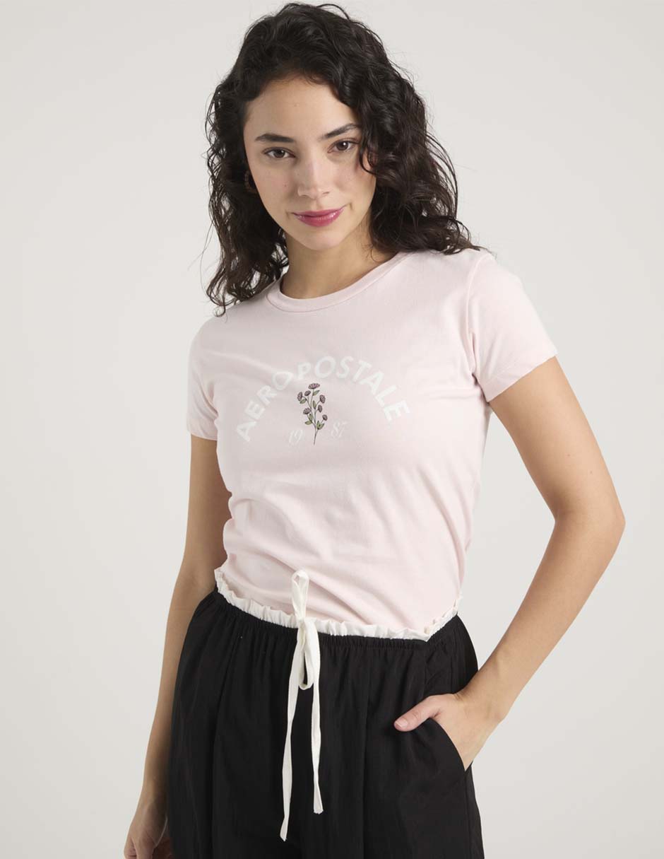 Playera manga corta cuello redondo para mujer