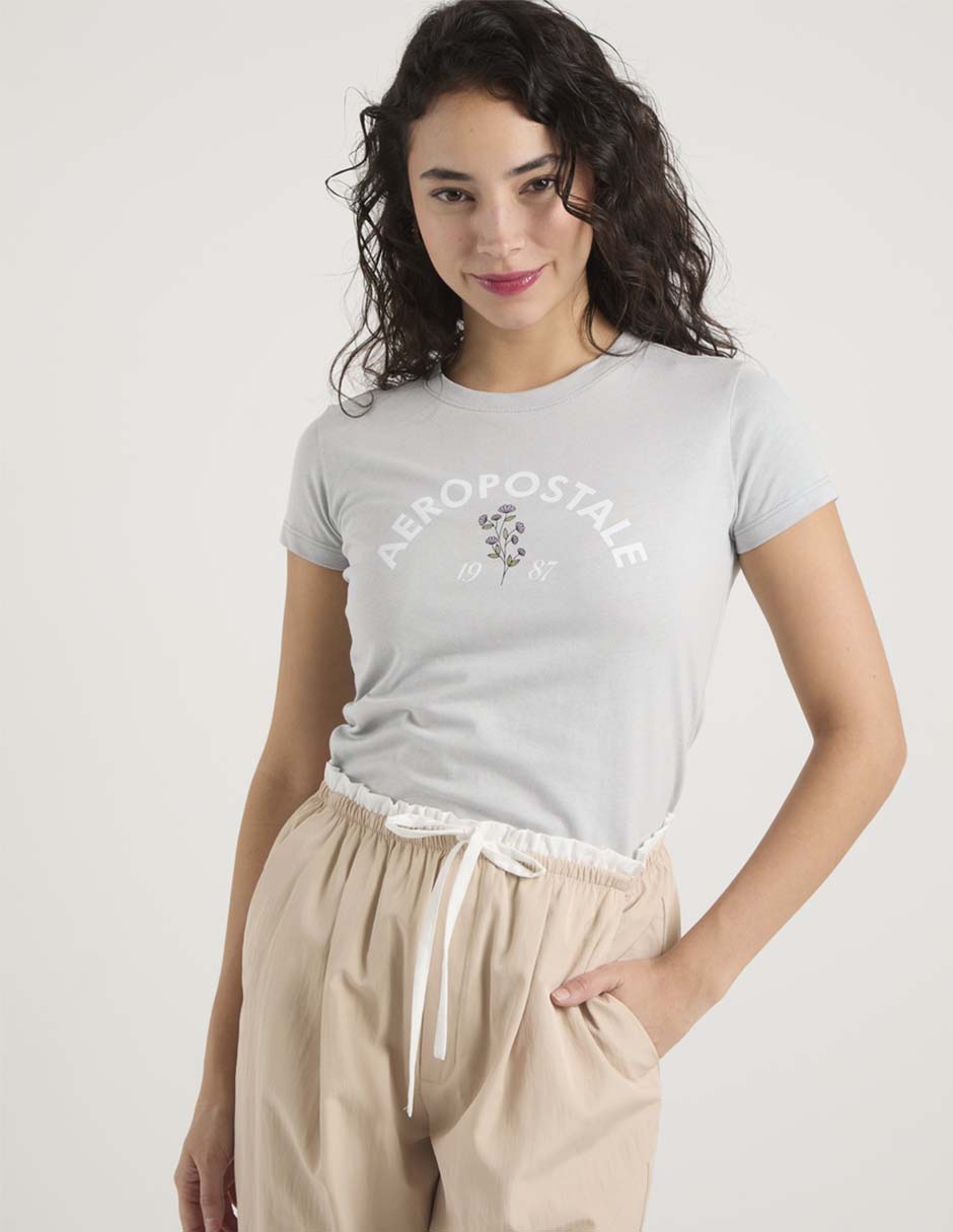 Playera manga corta cuello redondo para mujer