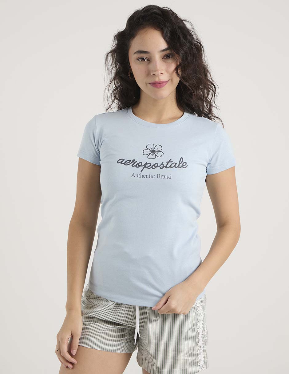 Playera manga corta cuello redondo para mujer