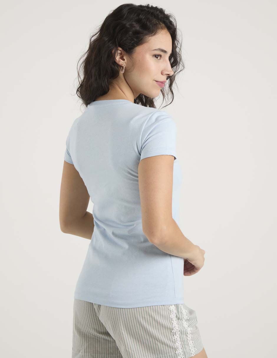 Playera manga corta cuello redondo para mujer 6