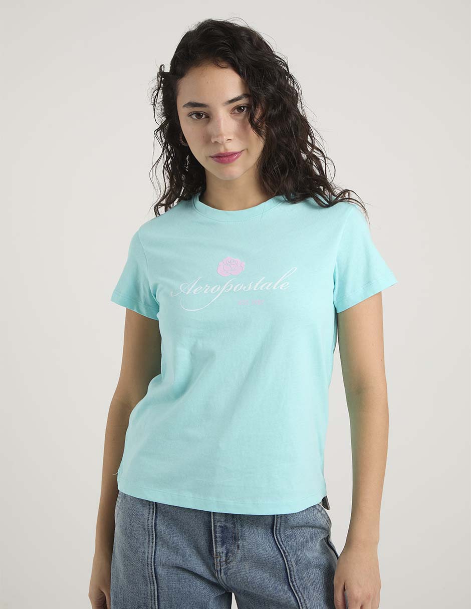Playera manga corta cuello redondo para mujer 1