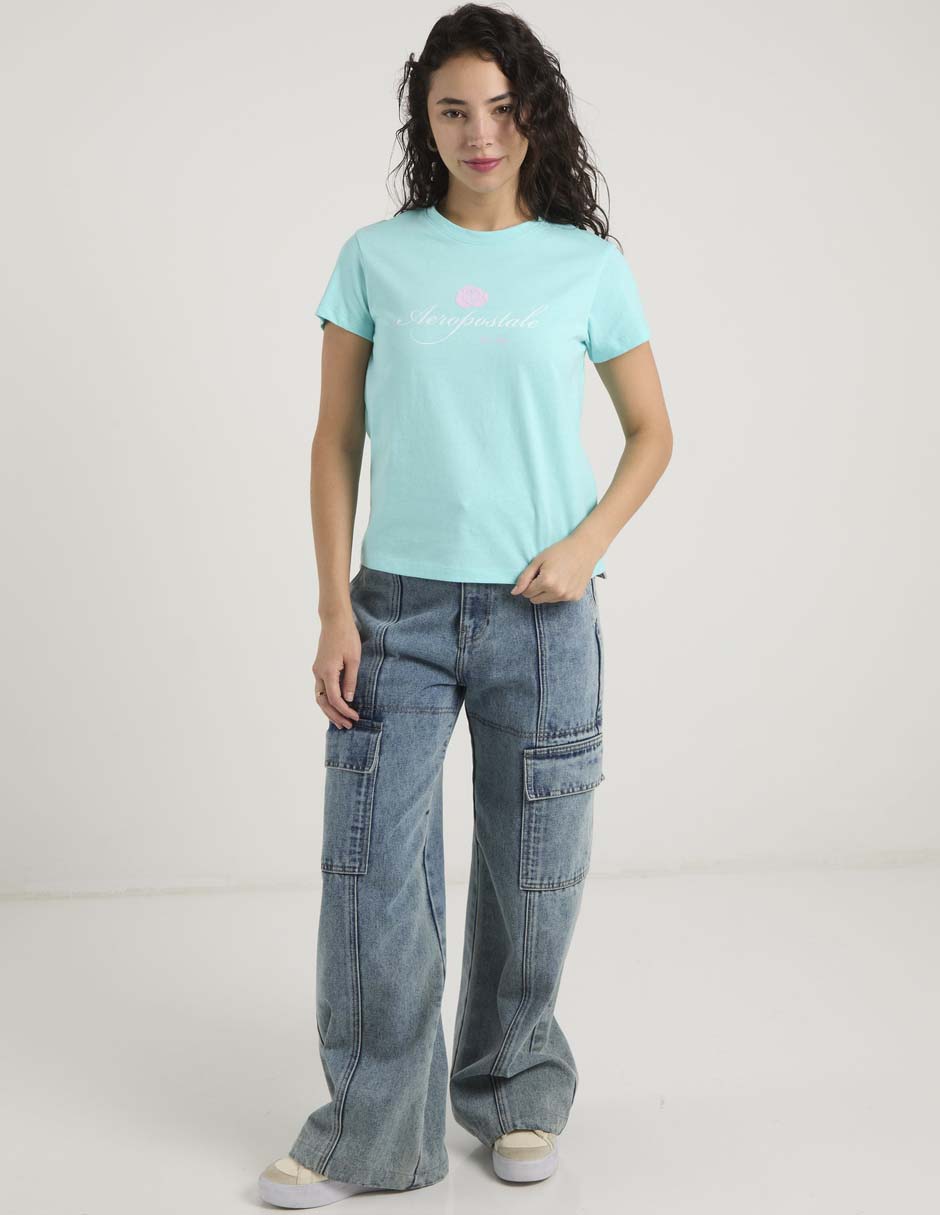 Playera manga corta cuello redondo para mujer 3