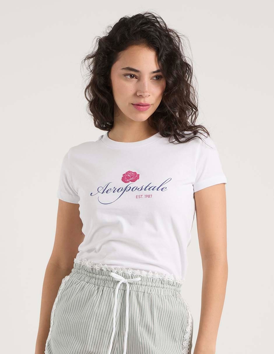 Playera manga corta aéropostale cuello redondo para mujer