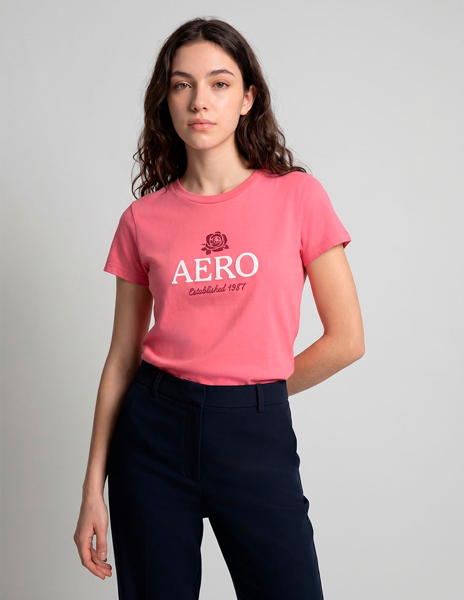 Playera manga corta cuello redondo para mujer