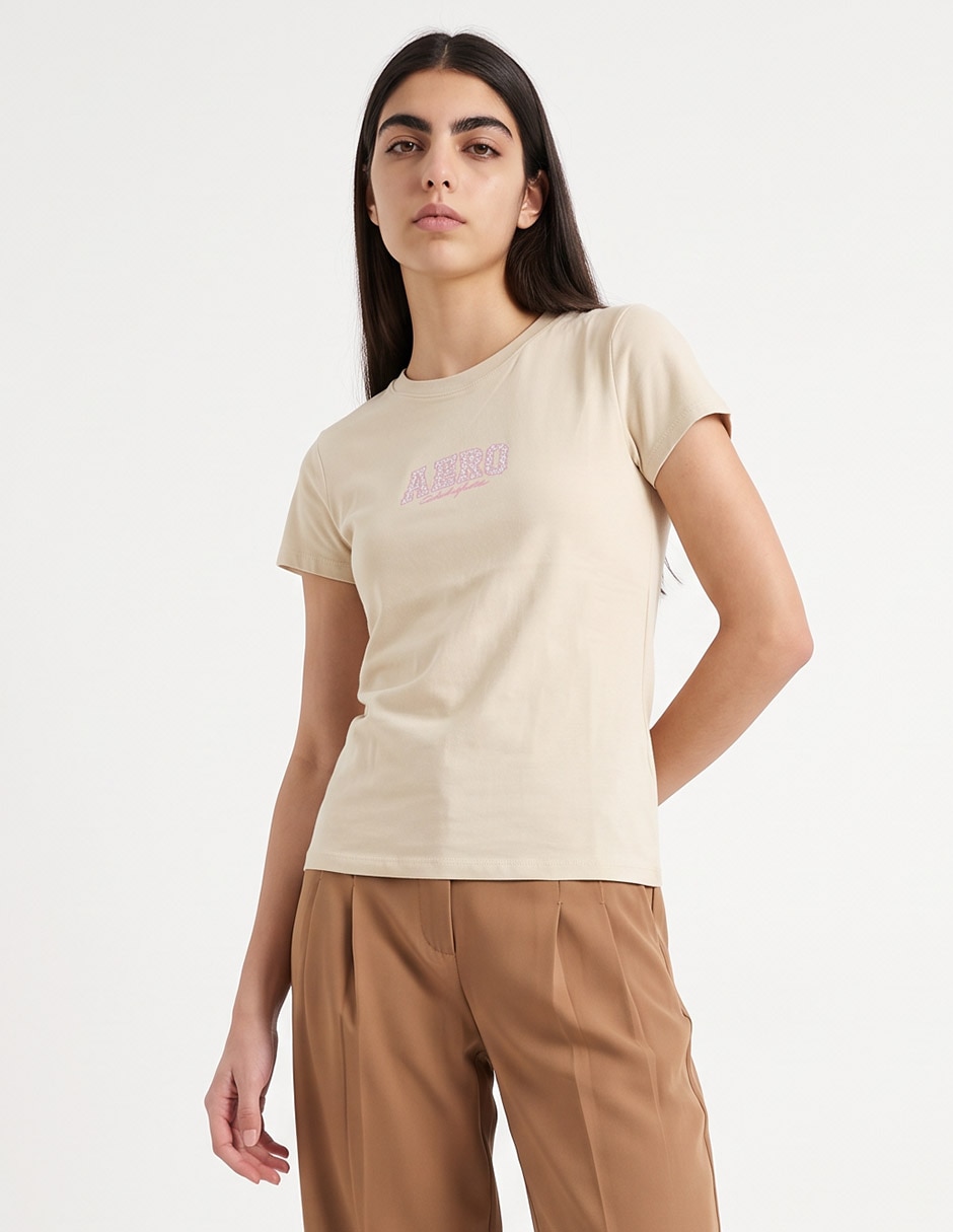 Playera manga corta cuello redondo para mujer Playera manga corta cuello redondo para mujer