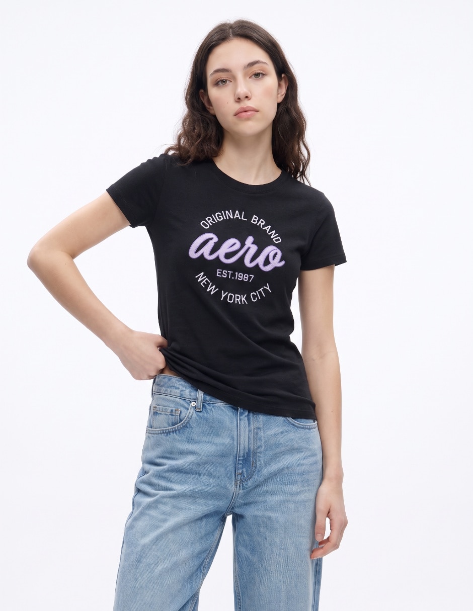Playera manga corta cuello redondo para mujer