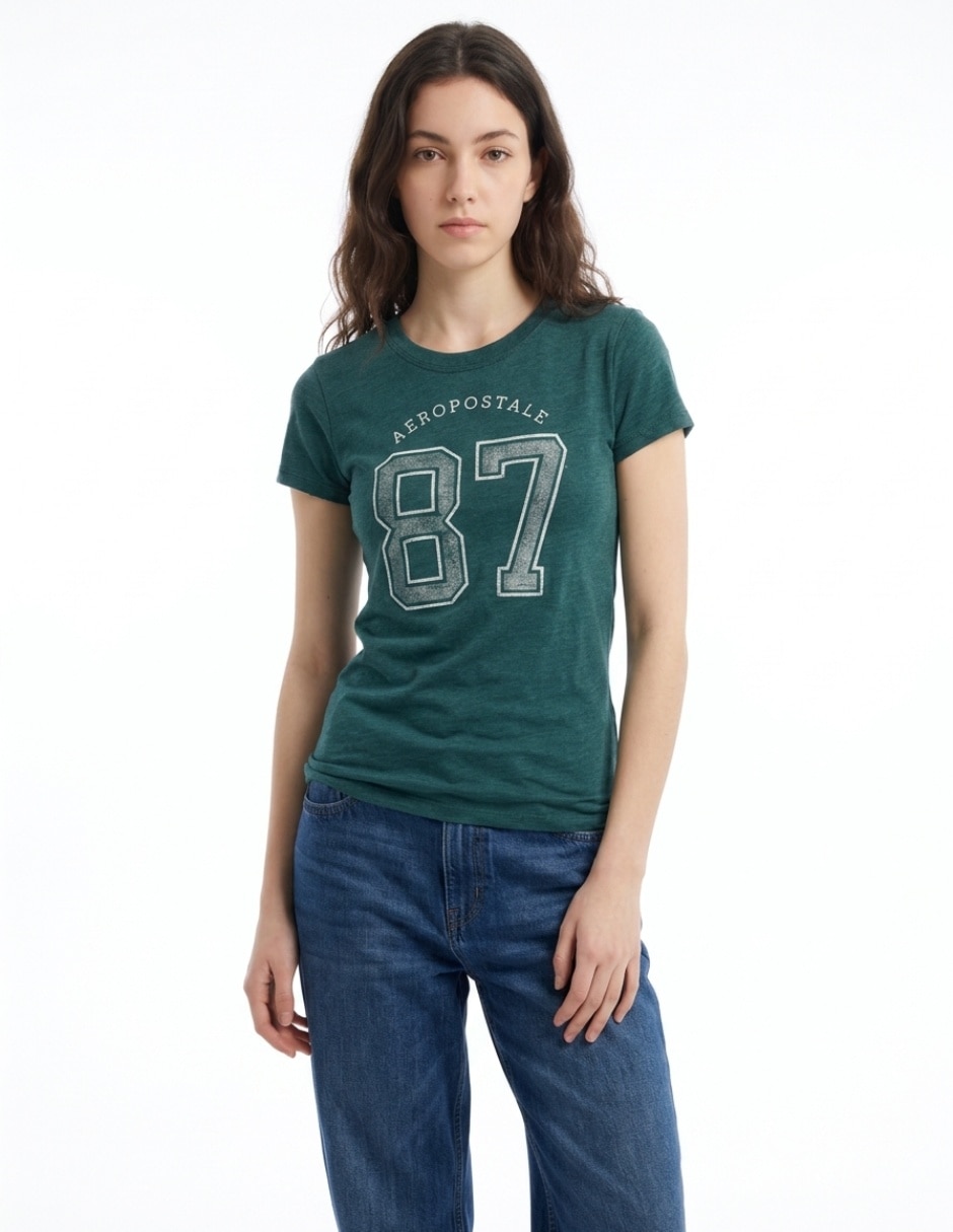 Playera manga corta cuello redondo para mujer 1