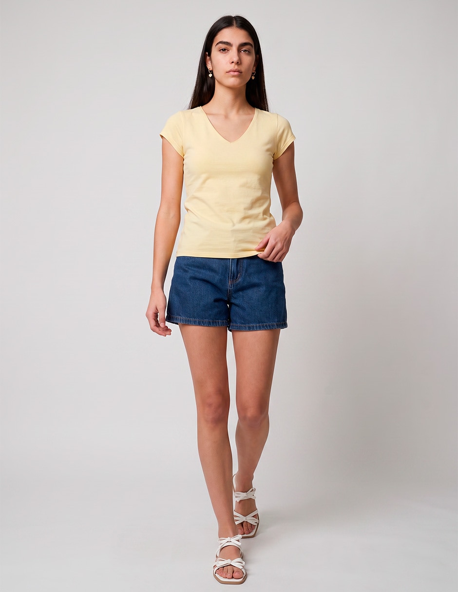 Playera manga corta cuello v para mujer 3