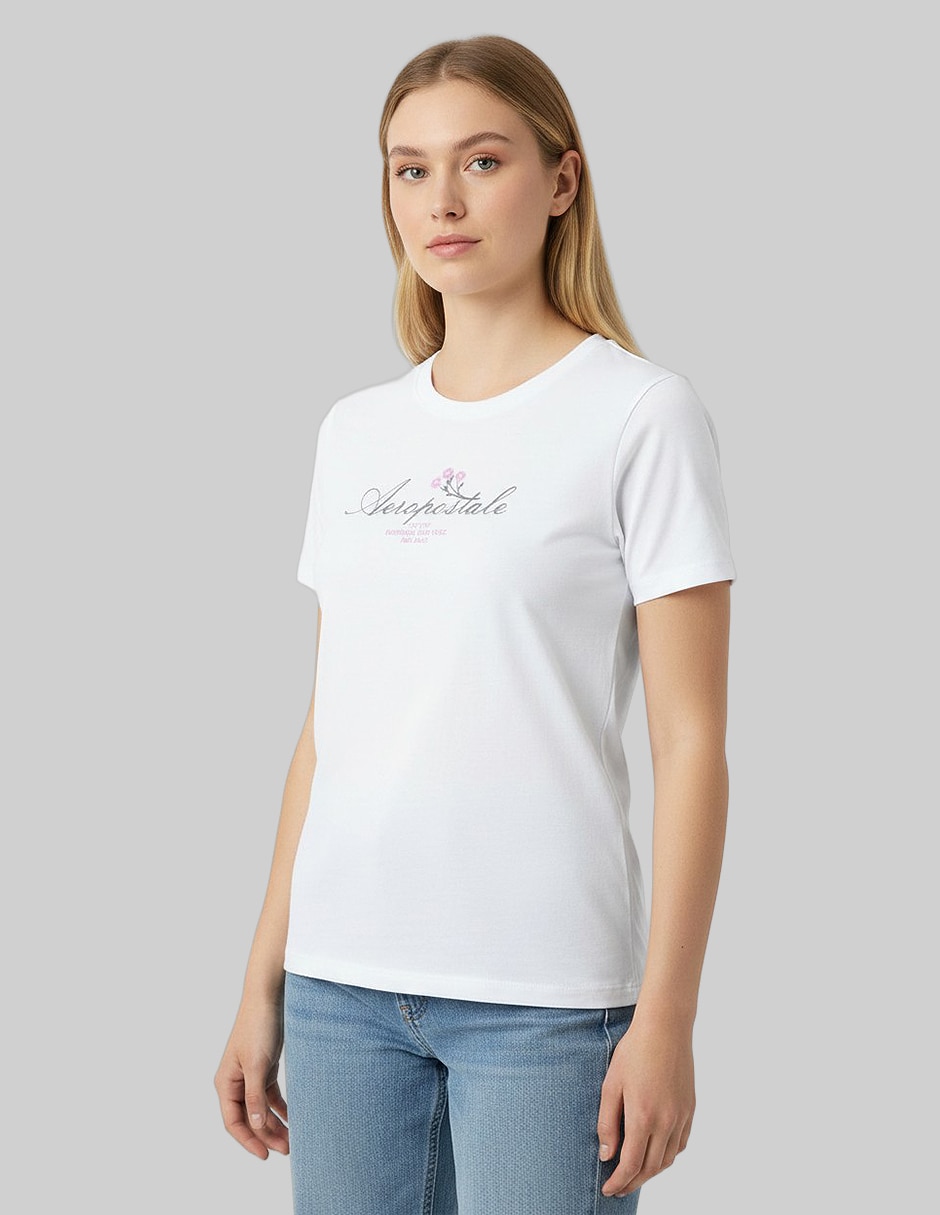 Playera manga corta cuello redondo para mujer