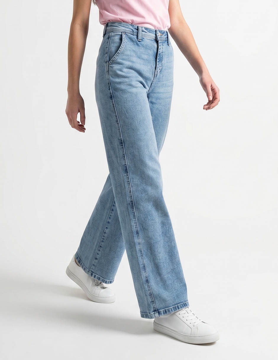 Jeans wide leg corte cintura alta para mujer Jeans wide leg corte cintura alta para mujer