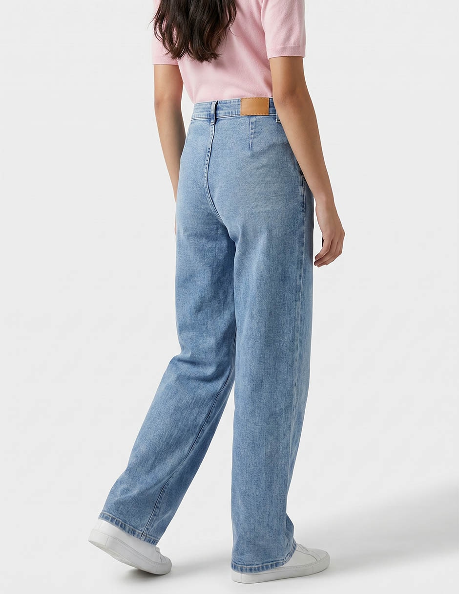 Jeans wide leg corte cintura alta para mujer 2