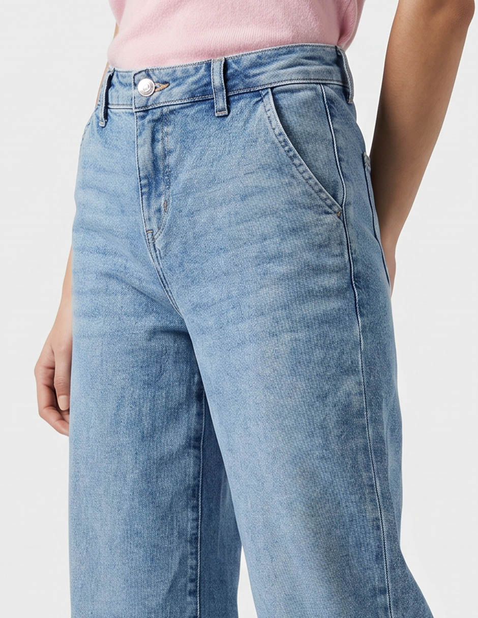 Jeans wide leg corte cintura alta para mujer 3