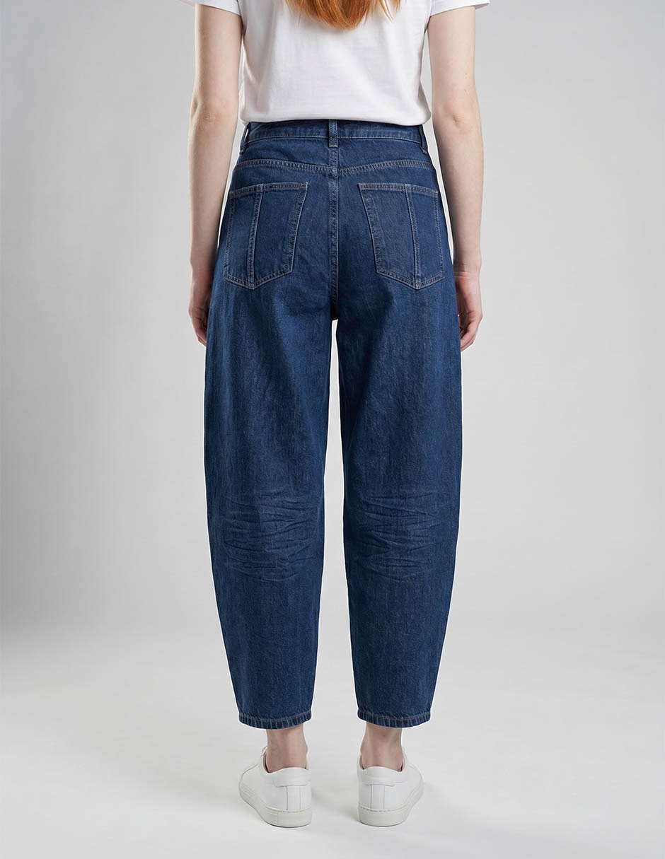 Jeans barrel corte media cintura para mujer 2