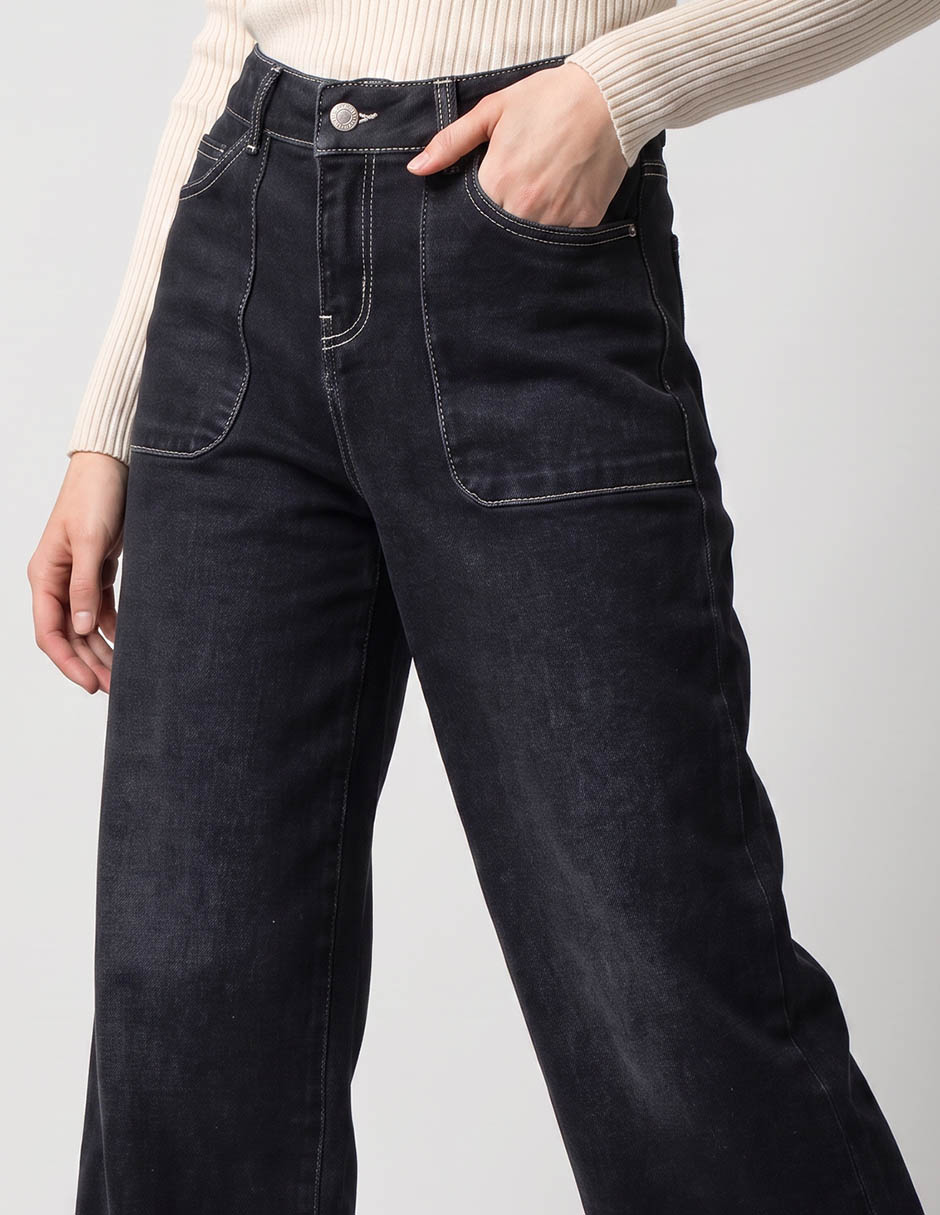 Jeans wide leg media cintura aéropostale para mujer 3