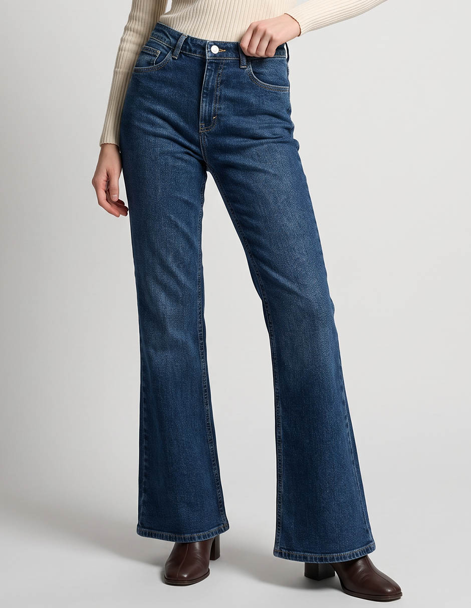 Jeans regular flare media cintura aéropostale para mujer