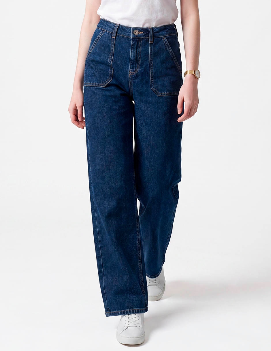 Jeans regular straight media cintura aéropostale para mujer