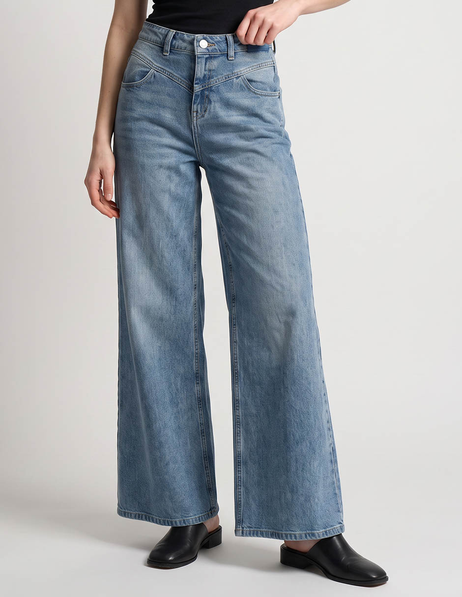 Jeans regular wide leg media cintura aéropostale para mujer Jeans regular wide leg media cintura aéropostale para mujer
