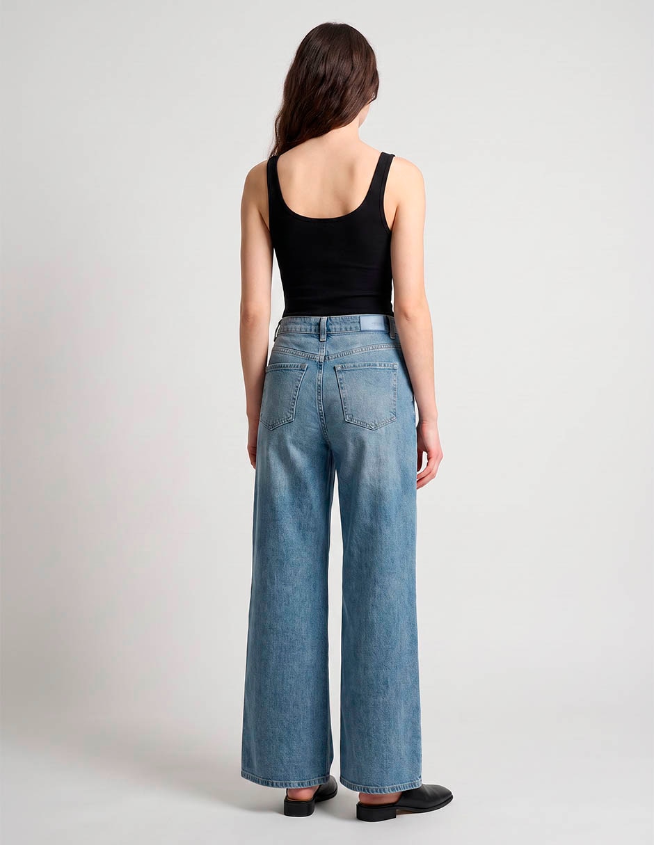 Jeans regular wide leg media cintura aéropostale para mujer 2