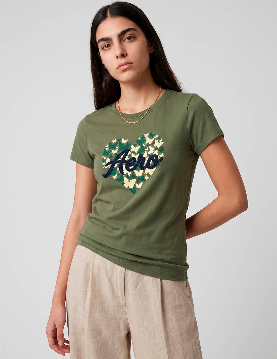 Playera manga corta cuello redondo para mujer 1