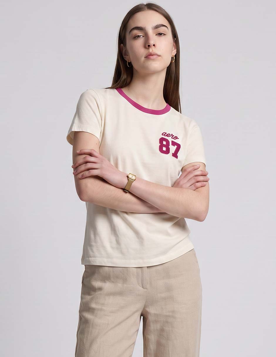 Playera manga corta cuello redondo para mujer 1