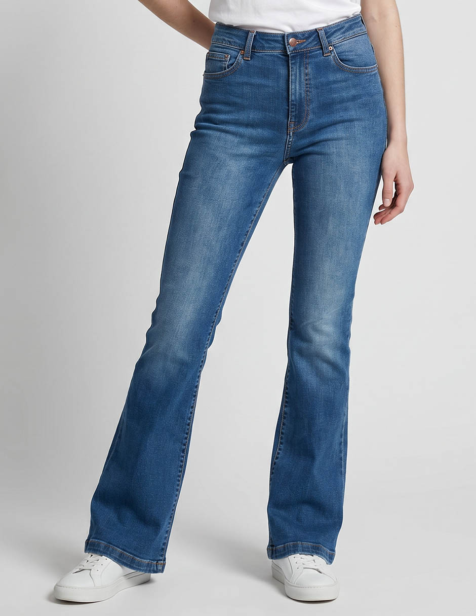 Jeans acampanado cintura alta para mujer