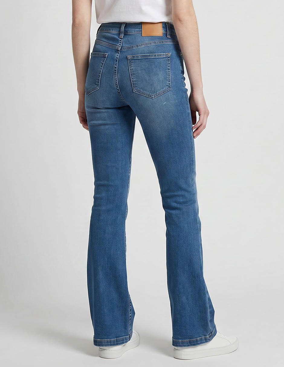 Jeans acampanado cintura alta para mujer 2