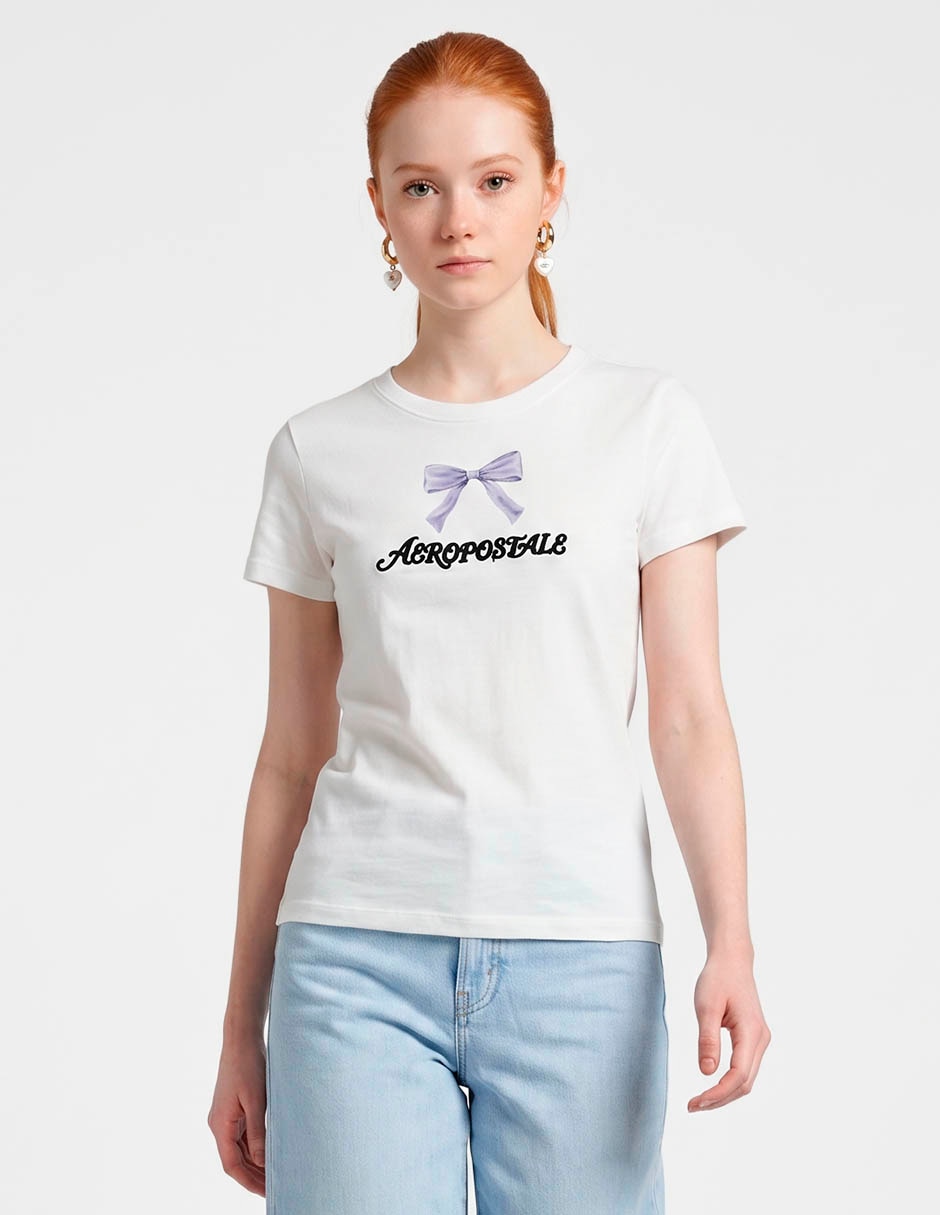 Playera manga corta cuello redondo para mujer