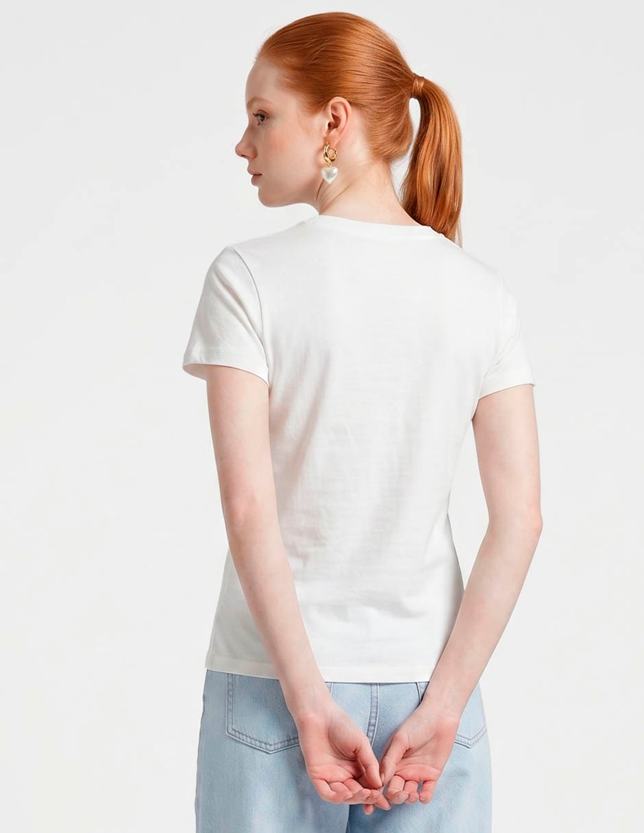 Playera manga corta cuello redondo para mujer