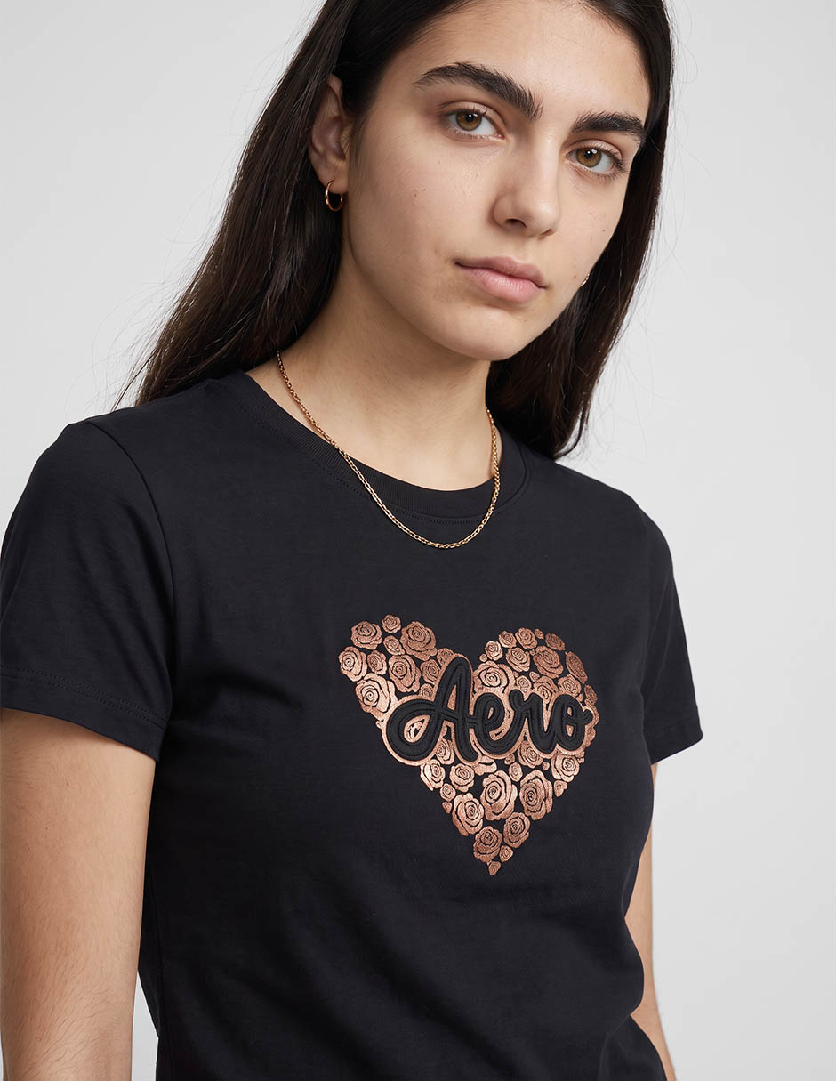 Playera manga corta aero cuello redondo para mujer
