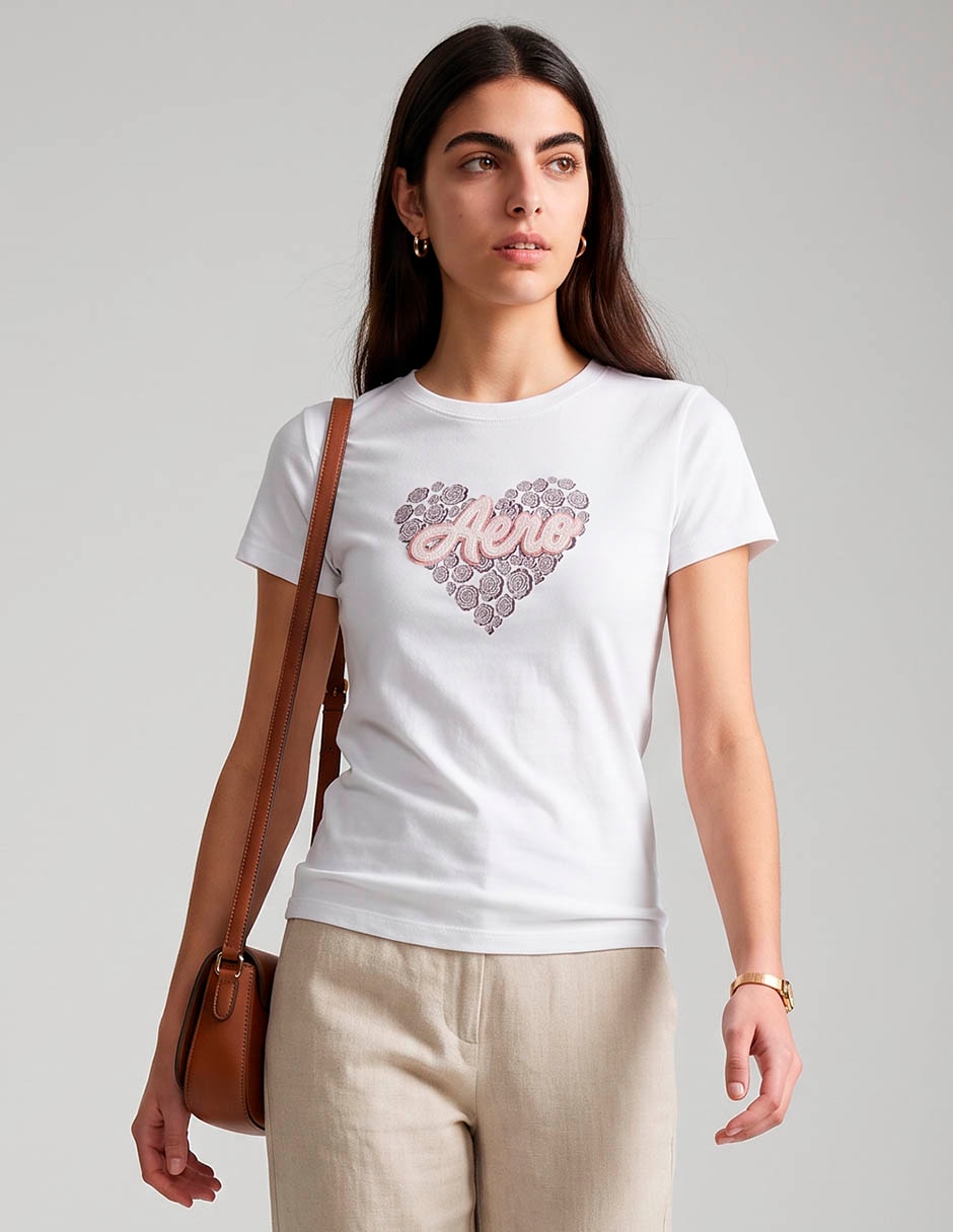 Playera manga corta cuello redondo para mujer Playera manga corta cuello redondo para mujer