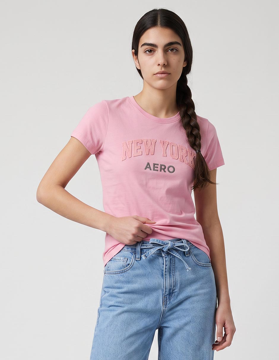 Playera manga corta cuello redondo para mujer 1