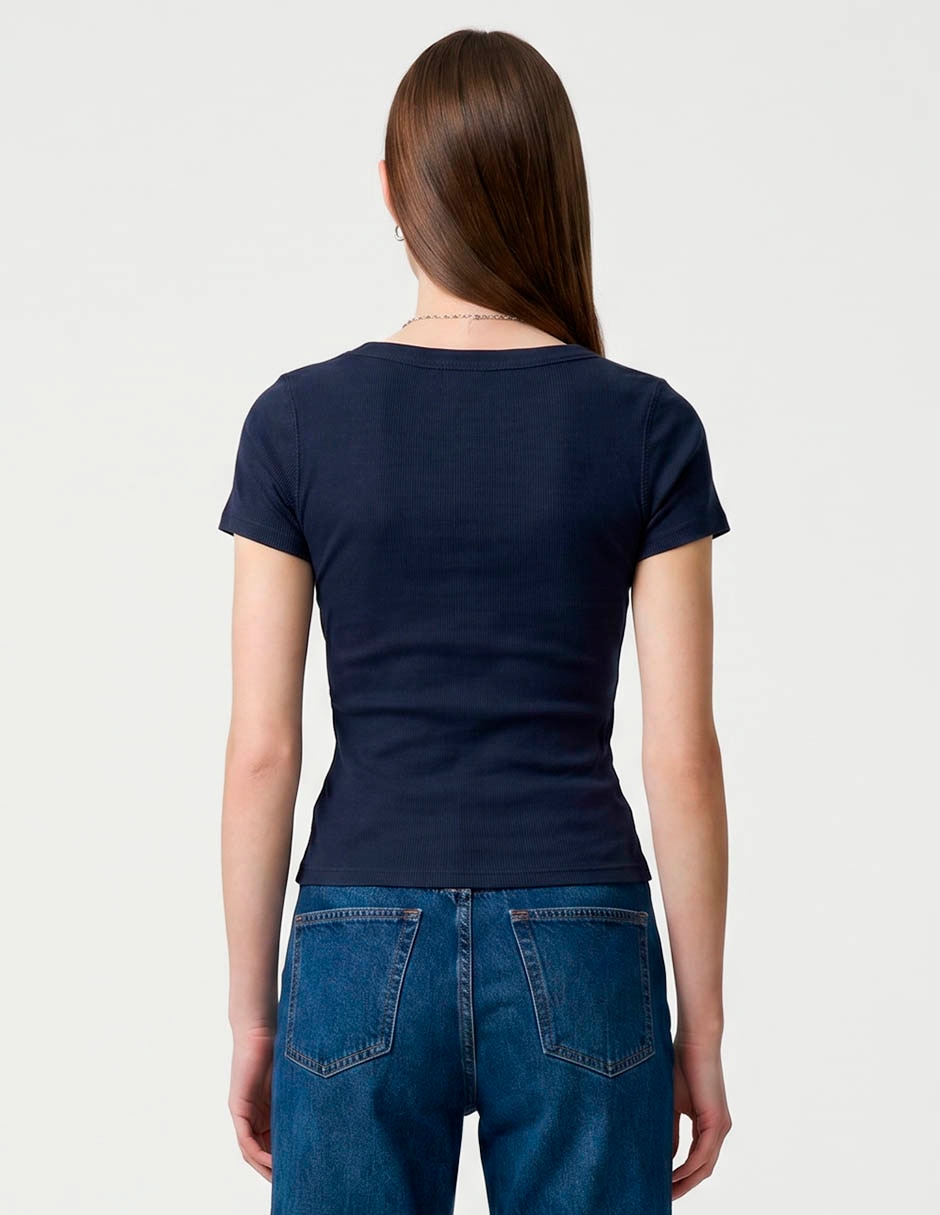 Playera manga corta aero cuello redondo para mujer