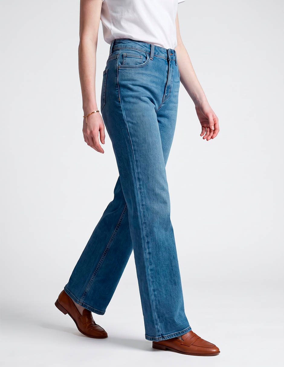 Jeans wide leg Aeropostale corte media cintura para mujer Jeans wide leg Aeropostale corte media cintura para mujer