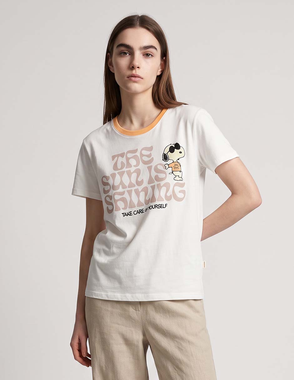 Playera manga corta Aéropostale Snoopy cuello redondo para mujer Playera manga corta Aéropostale Snoopy cuello redondo para mujer