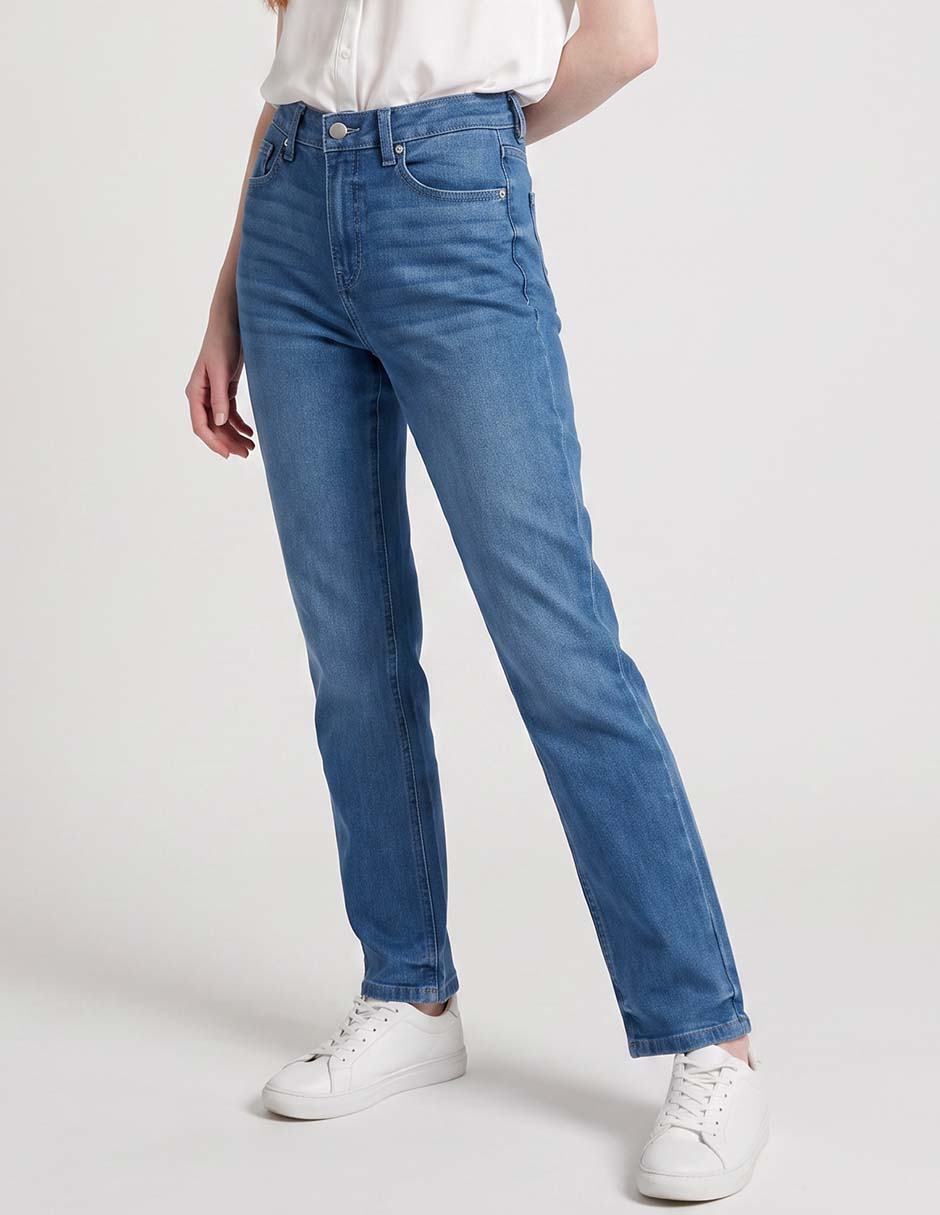 Jeans mom a la cintura para mujer