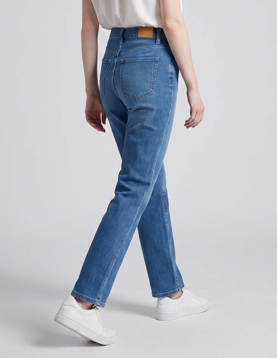 Jeans mom a la cintura para mujer 2