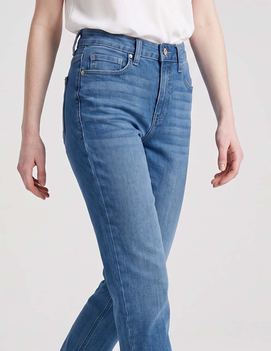 Jeans mom a la cintura para mujer 3